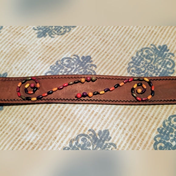 Genuine Leather Beaded Belt by The Limited M - Picture 2 of 5